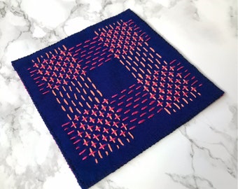 Sashiko Dash Drink Coaster Embroidery Pattern - Digital Download Pattern - the Happy Stitchery