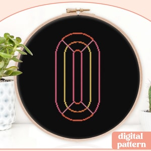 Neon Chisel Initial - O - Modern Cross Stitch Pattern - Digital Download Pattern - the Happy Stitchery
