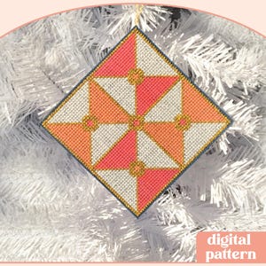 Modern Christmas Square Ornament - Modern Cross Stitch Pattern - Digital Download Pattern - the Happy Stitchery
