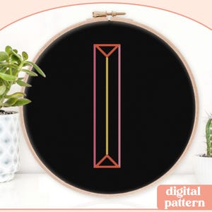 Neon Chisel Initial - I - Modern Cross Stitch Pattern - Digital Download Pattern - the Happy Stitchery