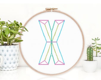 Neon Chisel Initial - X - Modern Cross Stitch Pattern - Digital Download Pattern - the Happy Stitchery