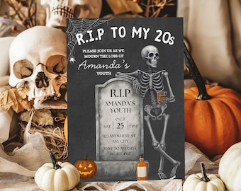 Rip to my 20s Invite, Death to my 20s 30th Birthday Invitation, Rip Twenties, Dirty 30 Birthday Party Evite, RIP Youth Editable Template