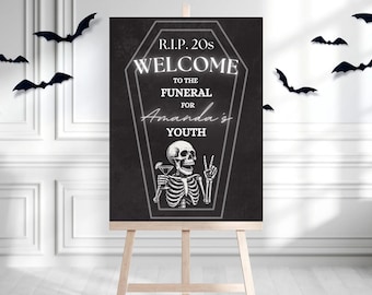 Death to my 20s 30th Birthday Welcome Sign, Rip to my 20s, Rip Twenties Welcome Poster, Dirty 30 Birthday Welcome Board, Editable Template