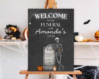 Rip to my 20s 30th Birthday Welcome Sign, Death to my 20s, Rip Twenties Welcome Poster, Dirty 30 Birthday Welcome Board, Editable Template