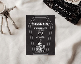 Death to my 20s 30th Birthday Thank You Card, Rip to my 20s Dirty 30 Party Favor Card, Rip Twenties Editable Template, Printable Decor