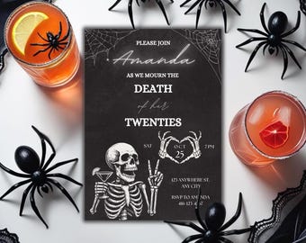 Death to my 20s Invite, Rip to my 20s 30th Birthday Invitation, Rip Twenties, Dirty 30 Birthday Party Evite, RIP Youth Editable Template