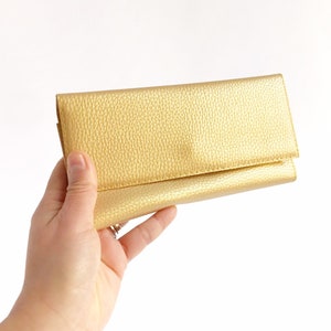 Gold Wallet Clutch Purse Formal, Vegan Wallet Women, Metallic Wallet, Wedding Clutch Bag, Gold Purse Evening, Wallet Gift for Women image 1