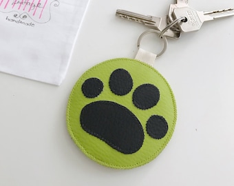 Paw Key Chain, Green Key Holder Bag, Dog Key Holder, Cat Paw Charm, Gift for Cat Lovers, Key Holder Purse Charm Dog Puppy Accessories