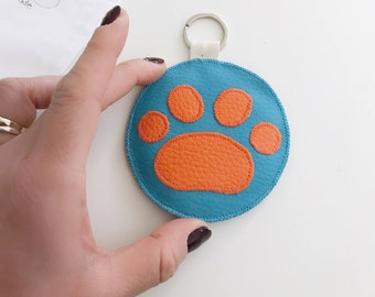 Dog Keychain, Vegan Leather Keychain, Paw Bag, Charm Bag, Cute Paws, New Dog Gift, Birthday Gift For Dog Mom, Handbag Charms, Large Keychain