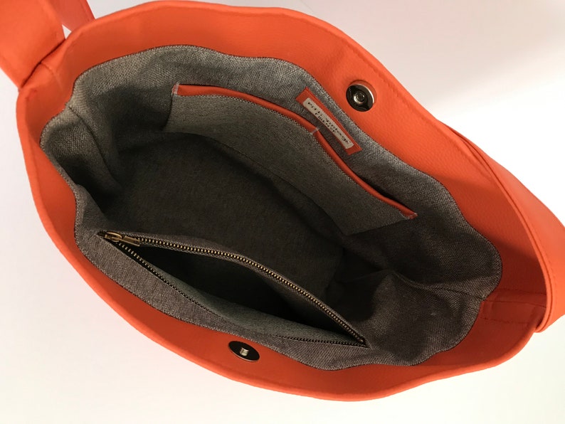 Orange leather bag, vegan leather bag, hobo bag purse, brown leather bag, soft leather bag, Italian leather bag, Made in Italy, shoulder bag image 5