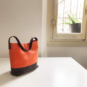 Orange leather bag, vegan leather bag, hobo bag purse, brown leather bag, soft leather bag, Italian leather bag, Made in Italy, shoulder bag image 9