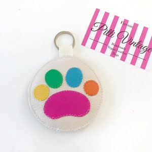 Multicolor Paw Key Chain, kitty cat keychain kawaii cute stuff, sweet keychain and charms, handbag tags, vegan gift cat dog mom dog gift image 5