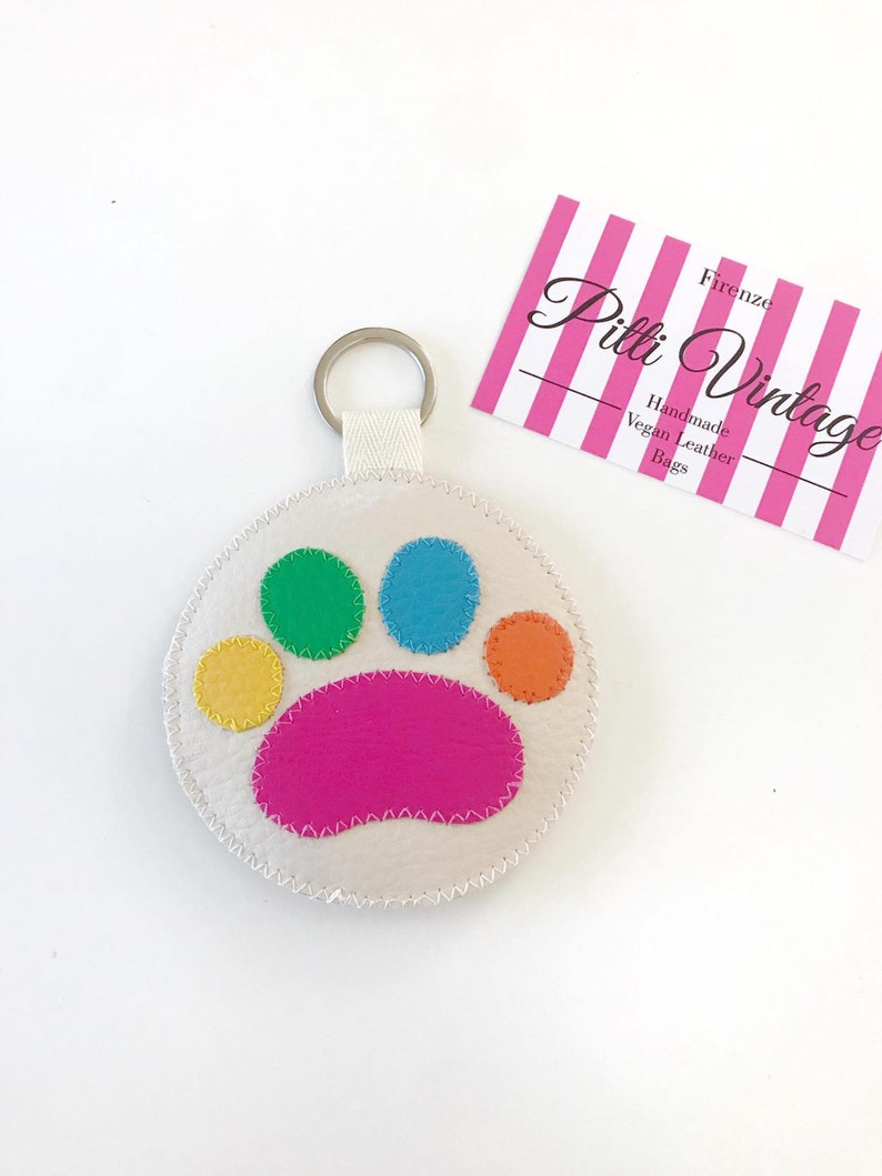 Multicolor Paw Key Chain, kitty cat keychain kawaii cute stuff, sweet keychain and charms, handbag tags, vegan gift cat dog mom dog gift image 5