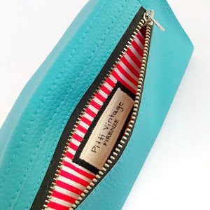 Cartera vegana para teléfono, tarjetero para mujer, cartera azul turquesa con tres pliegues para mujer, regalo de Navidad para esposa con accesorios veganos. imagen 3