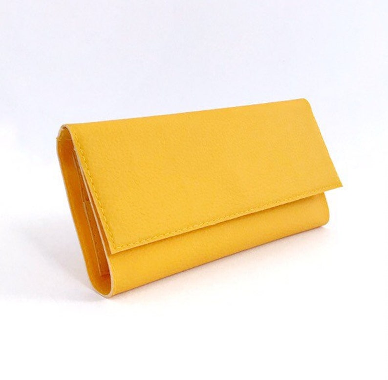 Yellow wallet non leather wallet vegan fashion women large Etsy