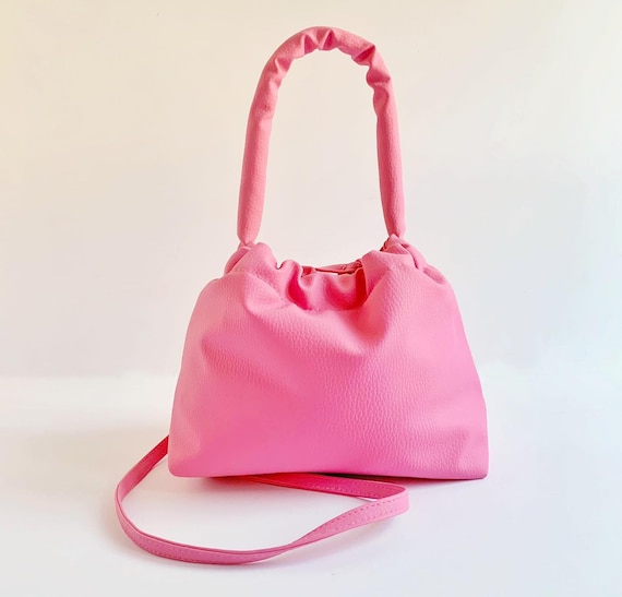 Borsa a tracolla in pelle vegana, mini borsa a tracolla rosa