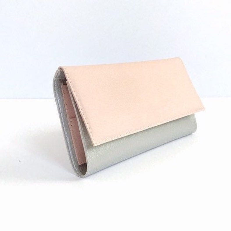 Blush Pink Clutch Purse Minimalist, Rose Wallet Ladies Wallet with Coin Purse, Womens Wallet Purse Light Pink Wallet Vegan Wallets for Women image 8