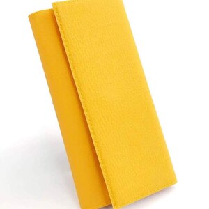 Cartera vegana para teléfono, tarjetero para mujer, cartera azul turquesa con tres pliegues para mujer, regalo de Navidad para esposa con accesorios veganos. YELLOW