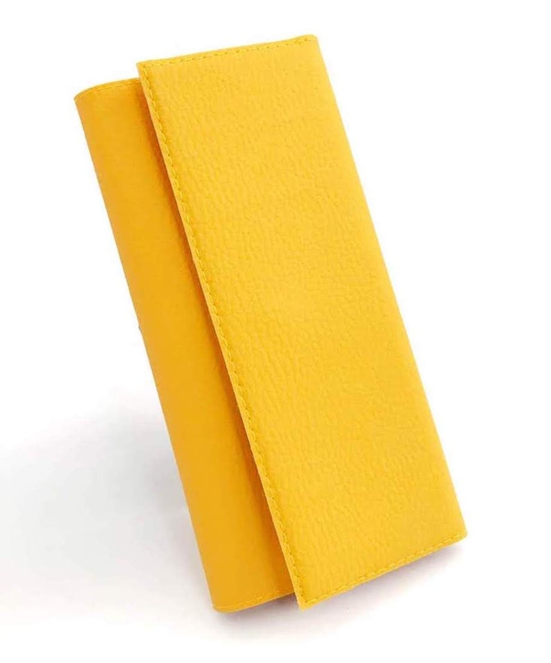 Cartera vegana para teléfono, tarjetero para mujer, cartera azul turquesa con tres pliegues para mujer, regalo de Navidad para esposa con accesorios veganos. YELLOW