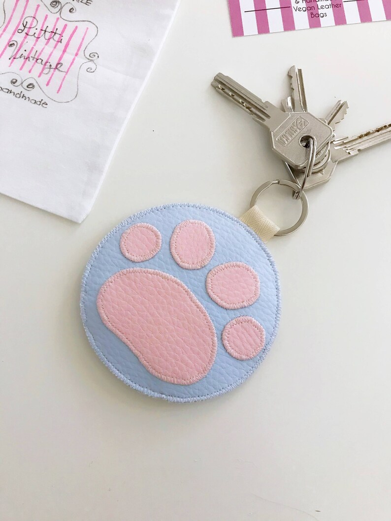 Cat Paw Keychain, Puppy Keychain Cute, Pretty keychain, Doggy Keychain, Key Chain Kawaii, Pink Paws, Pet Lover Gift, Paw Charm Bag image 2