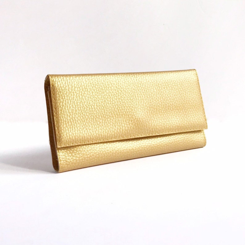 Gold Wallet Clutch Purse Formal, Vegan Wallet Women, Metallic Wallet, Wedding Clutch Bag, Gold Purse Evening, Wallet Gift for Women image 8