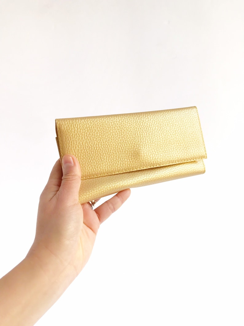 Gold Wallet Clutch Purse Formal, Vegan Wallet Women, Metallic Wallet, Wedding Clutch Bag, Gold Purse Evening, Wallet Gift for Women image 1