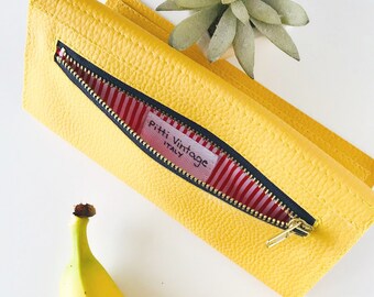 Cartera amarilla para mujer, cartera vegana de moda, cartera grande para mujer, cartera con sobre para efectivo, cartera vegana para mujer, elige tu color