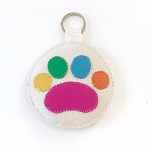 Multicolor Paw Key Chain, kitty cat keychain kawaii cute stuff, sweet keychain and charms, handbag tags, vegan gift cat dog mom dog gift image 1