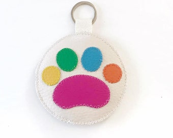 Multicolor Paw Key Chain, kitty cat keychain kawaii cute stuff, sweet keychain and charms, handbag tags, vegan gift cat dog mom dog gift