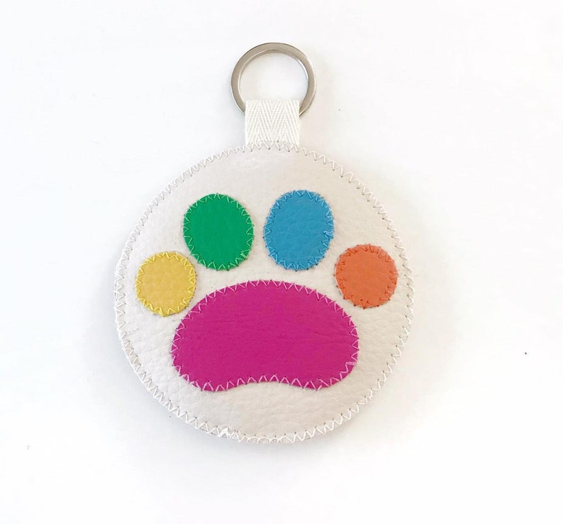 Multicolor Paw Key Chain, kitty cat keychain kawaii cute stuff, sweet keychain and charms, handbag tags, vegan gift cat dog mom dog gift image 1