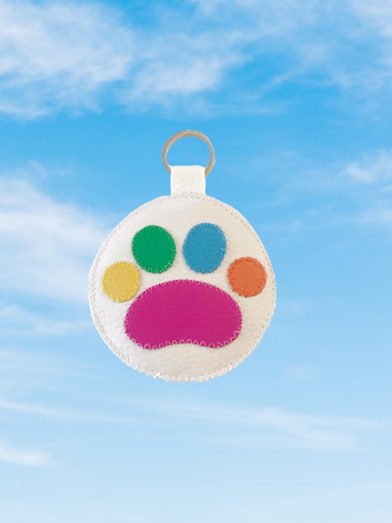 Multicolor Paw Key Chain, kitty cat keychain kawaii cute stuff, sweet keychain and charms, handbag tags, vegan gift cat dog mom dog gift image 4