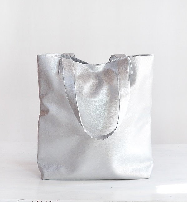 silver tote bag