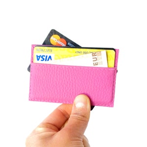 Porta carte di credito in pelle vegana, porta carte di credito rosa, porta carte di credito da donna, custodia per carte di credito rosa, portafoglio vegano, SELEZIONA COLORE
