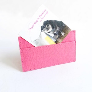 Porta carte di credito in pelle vegana, porta carte di credito rosa, porta carte di credito da donna, custodia per carte di credito rosa, portafoglio vegano
