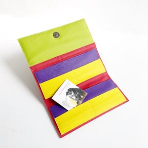 Vegan Leather Wallet: Colorful Magnetic Closure, Handmade in Italy