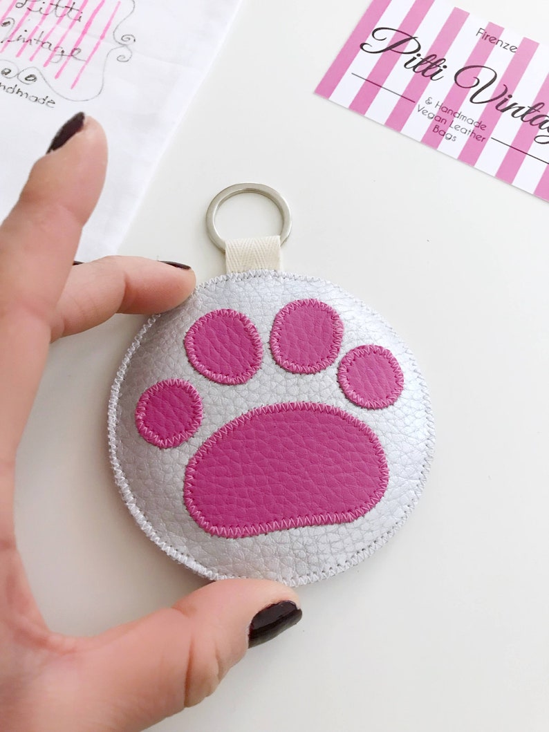 Multicolor Paw Key Chain, kitty cat keychain kawaii cute stuff, sweet keychain and charms, handbag tags, vegan gift cat dog mom dog gift image 9