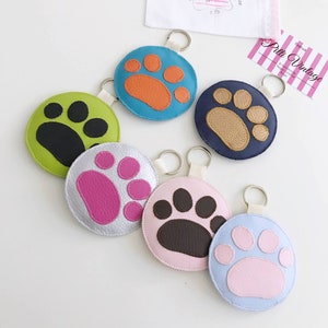 Multicolor Paw Key Chain, kitty cat keychain kawaii cute stuff, sweet keychain and charms, handbag tags, vegan gift cat dog mom dog gift image 2