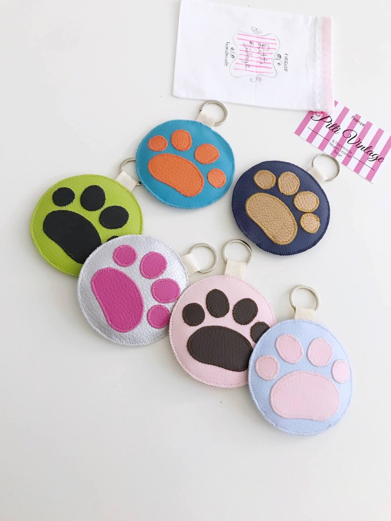 Multicolor Paw Key Chain, kitty cat keychain kawaii cute stuff, sweet keychain and charms, handbag tags, vegan gift cat dog mom dog gift image 2