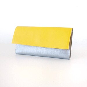 Cartera tipo sobre para billetes, Cartera de piel para mujer, Cartera de piel vegana para mujer, Monedero, Cartera amarilla para mujer, Cartera fina para mujer, Regalo para mamá