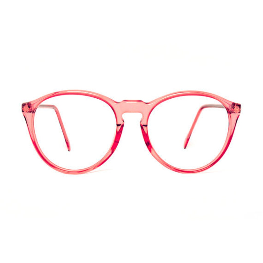 Vintage Pink Transparent Round Glasses Frames Mauve Red Etsy