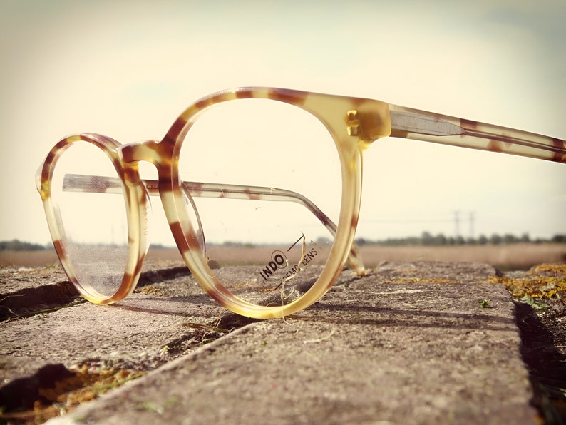 Lunettes de vue oeil de chat, montures de lunettes vintage écaille marron clair, pastel oeil de chat original des années 80 pour femme image 5