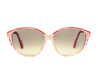 pink vintage sunglasses - striped transparent sunglasses for women - original 1980s large womens sun glasses