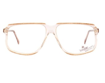 vintage brown glasses - transparent eyeglasses frames from the 80s - square 1980s flat top - deadstock copper color