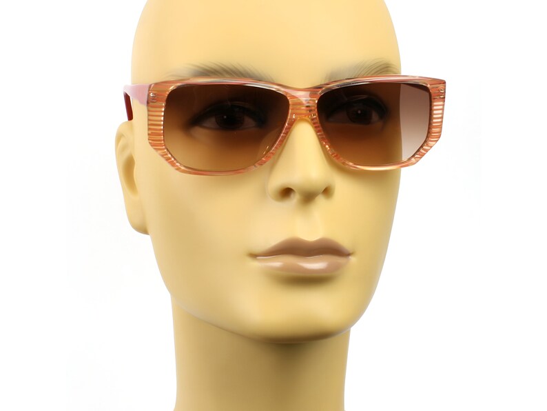 Pink sunglasses, vintage 80s 90s striped shades, deadstock sunnies, original 1980s 1990s square retro eyewear for women image 4