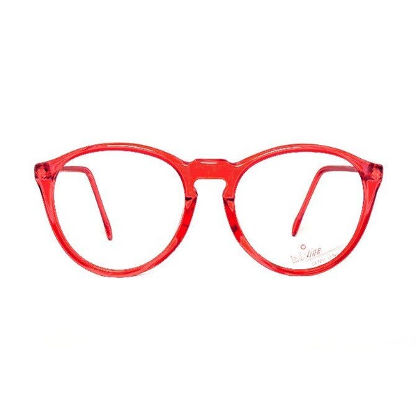 Rote Runde Vintage-Brillen - transparente 80er Jahre Brille - Brillengestelle