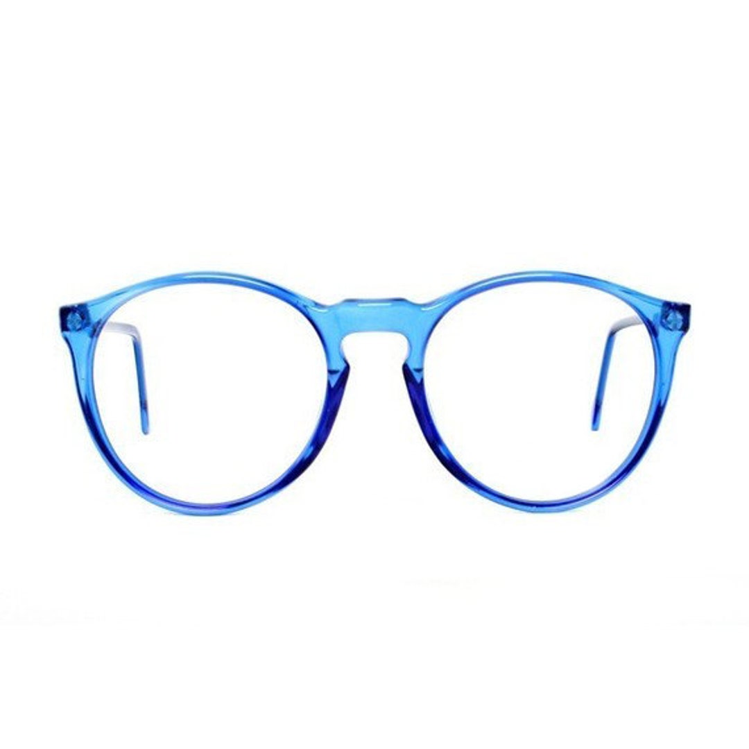Vintage Blue Round Glasses Oversized Eyeglasses Transparent Etsy