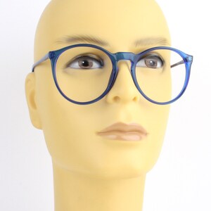 vintage blue round glasses oversized eyeglasses transparent image 3