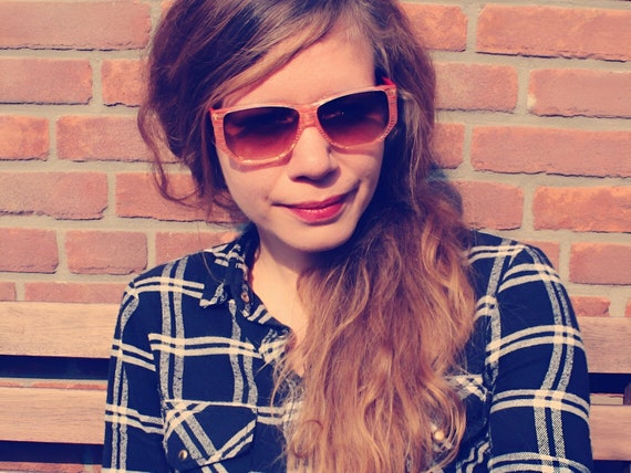 Pink Sunglasses, Vintage 80s 90s Striped Shades, Original  display picture 3