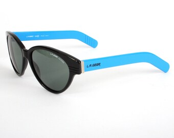 SALE - black blue vintage sunglasses by la gear - vintage wayfarer sunglasses - 80s oversized sun glasses for men and women #2