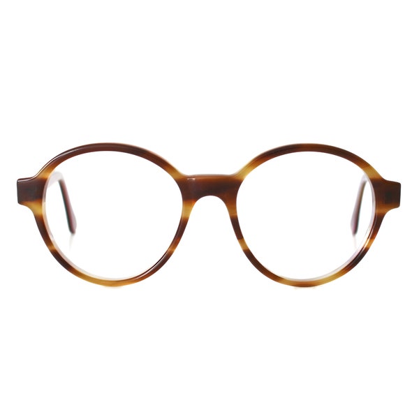 Oversized round glasses, honey brown vintage eyeglasses, 70s 80s large eye glasses frames for men and women unisex, model Bowie